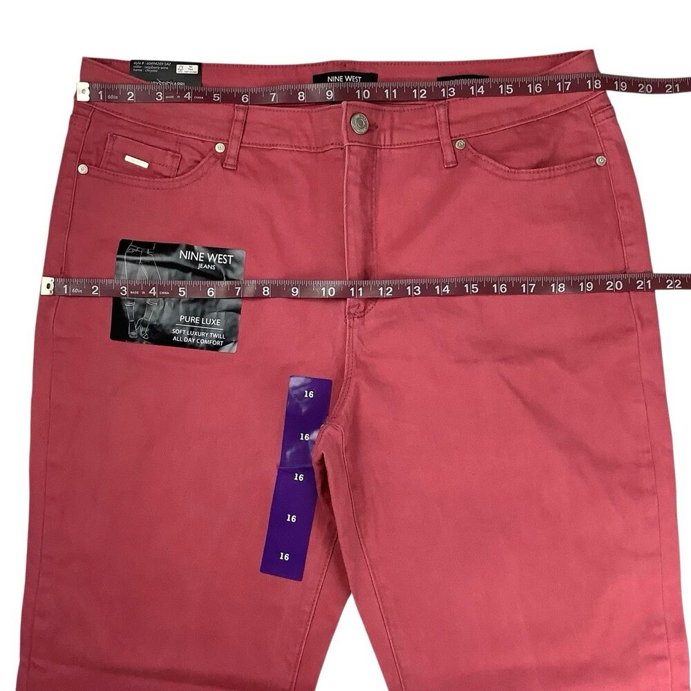 Nine West Chrystie Pink Capri Pants Jeans Women Size 16 36X23 Preppy Coastal - Picture 6 of 16